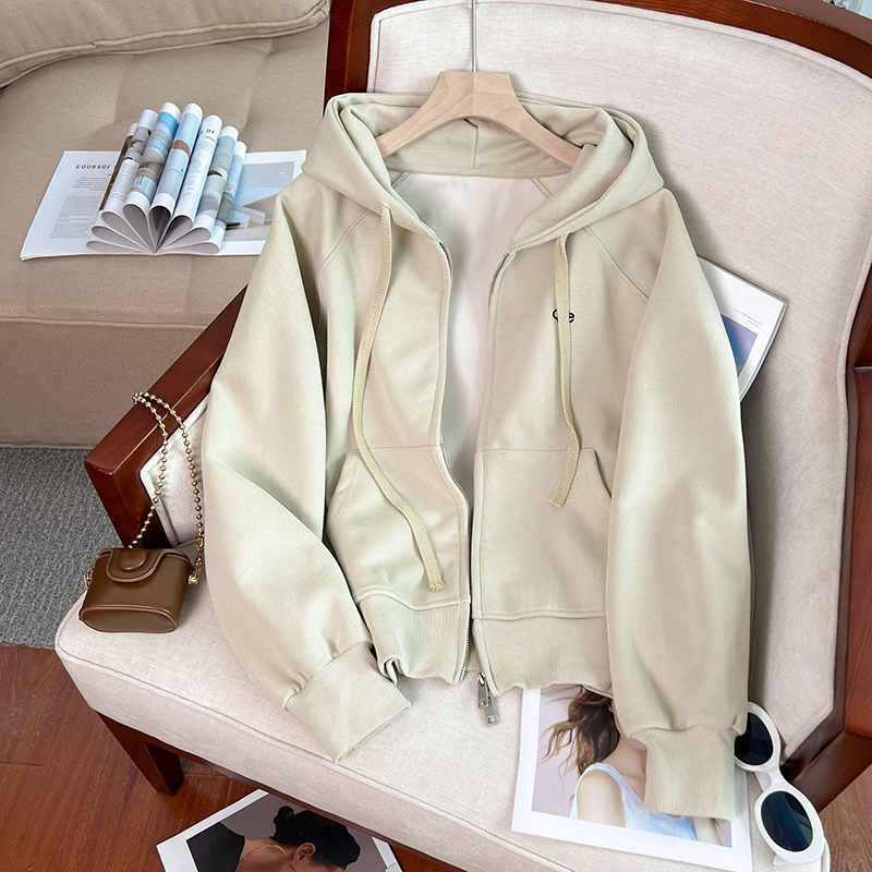 Hooded plus velvet hoodie autumn and winter tops for women
