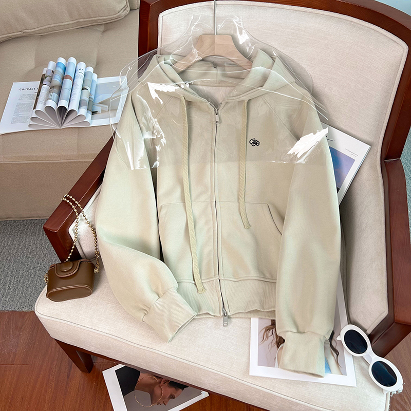 Hooded plus velvet hoodie autumn and winter tops for women