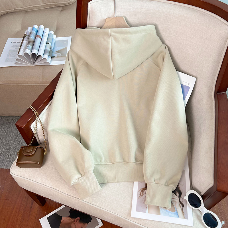 Hooded plus velvet hoodie autumn and winter tops for women