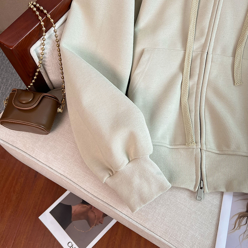 Hooded plus velvet hoodie autumn and winter tops for women