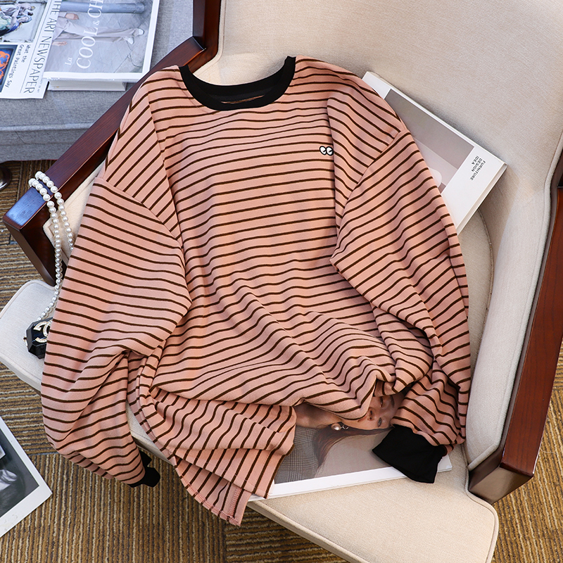 Plus velvet round neck T-shirt long sleeve bottoming shirt