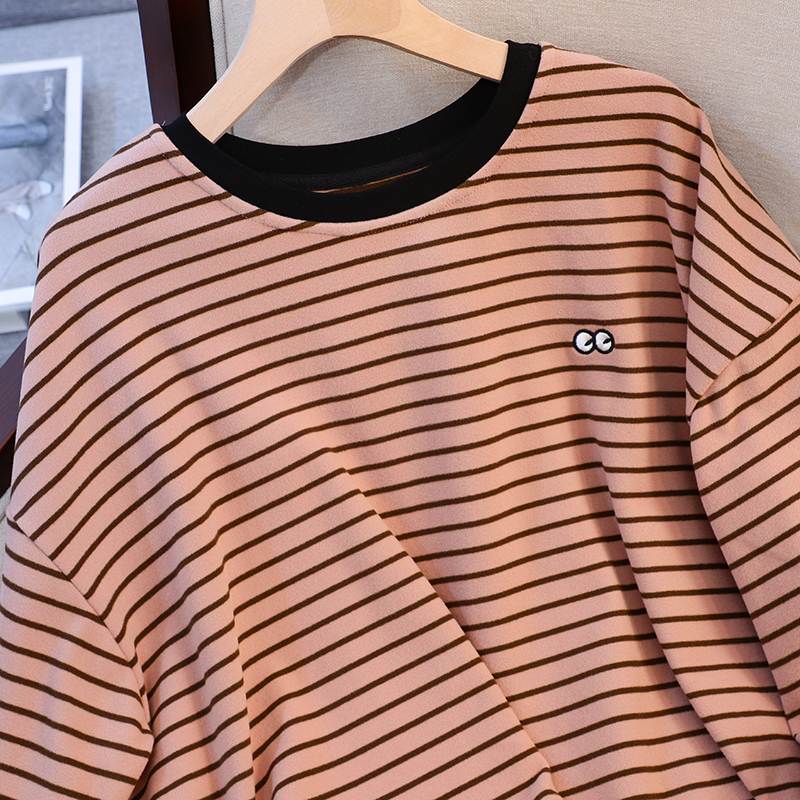 Plus velvet round neck T-shirt long sleeve bottoming shirt