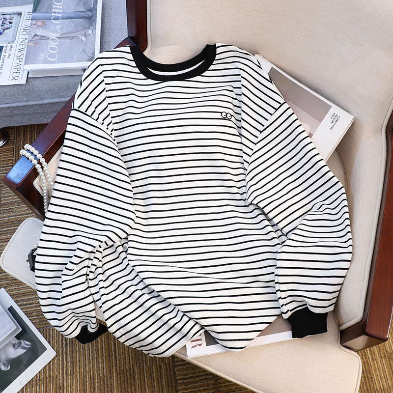 Plus velvet round neck T-shirt long sleeve bottoming shirt