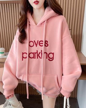 Embroidered flowers large yard tops thermal hoodie