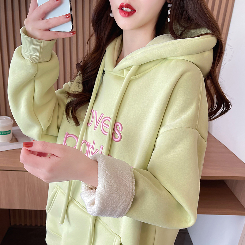 Embroidered flowers large yard tops thermal hoodie