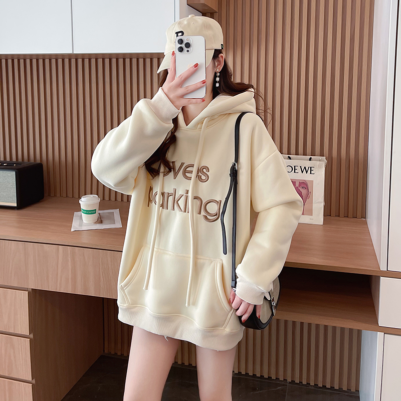Embroidered flowers large yard tops thermal hoodie