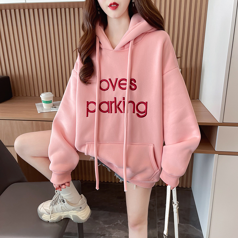 Embroidered flowers large yard tops thermal hoodie