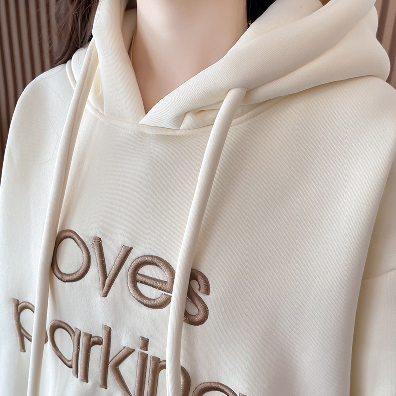 Embroidered flowers large yard tops thermal hoodie