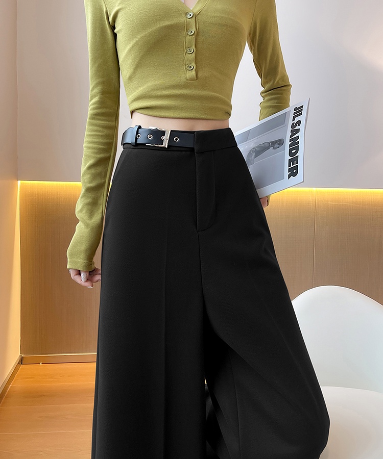 Drape thick long pants Casual wide leg pants