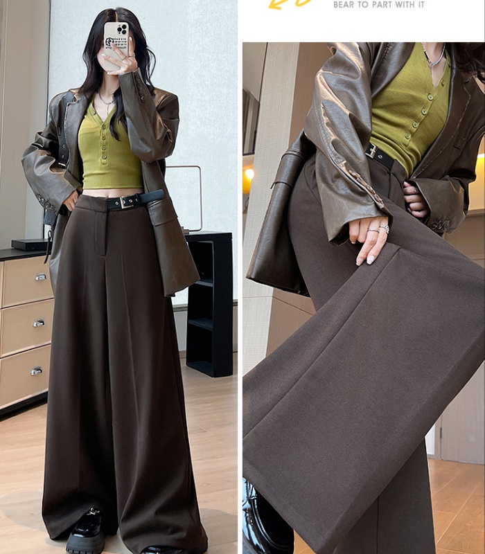 Drape thick long pants Casual wide leg pants