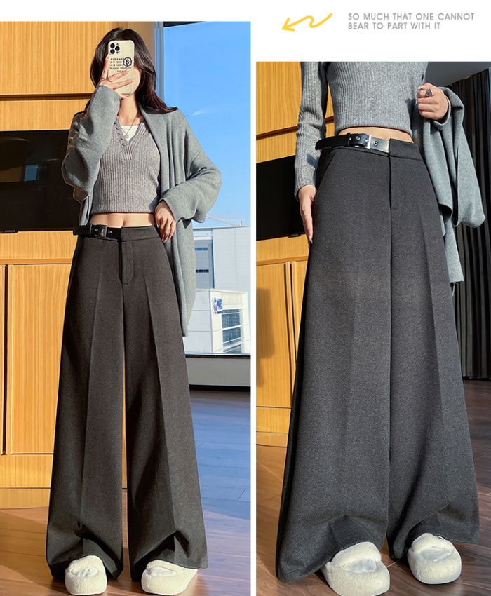 Drape thick long pants Casual wide leg pants