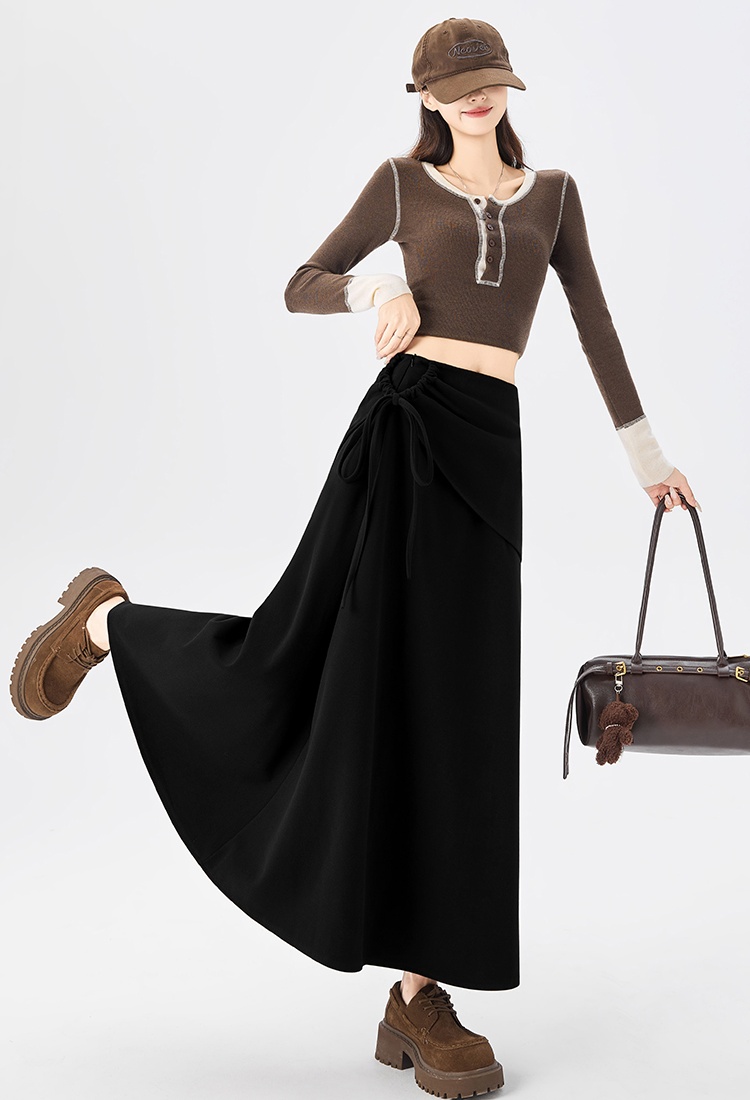 Slim all-match retro long thick skirt for women