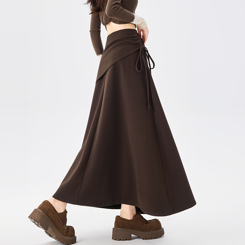 Slim all-match retro long thick skirt for women