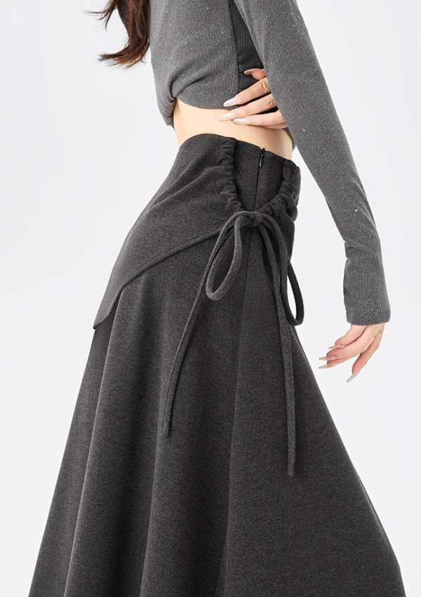 Slim all-match retro long thick skirt for women