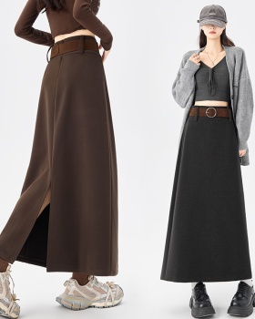 Retro A-line slim thick high waist skirt for women