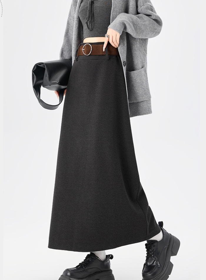 Retro A-line slim thick high waist skirt for women