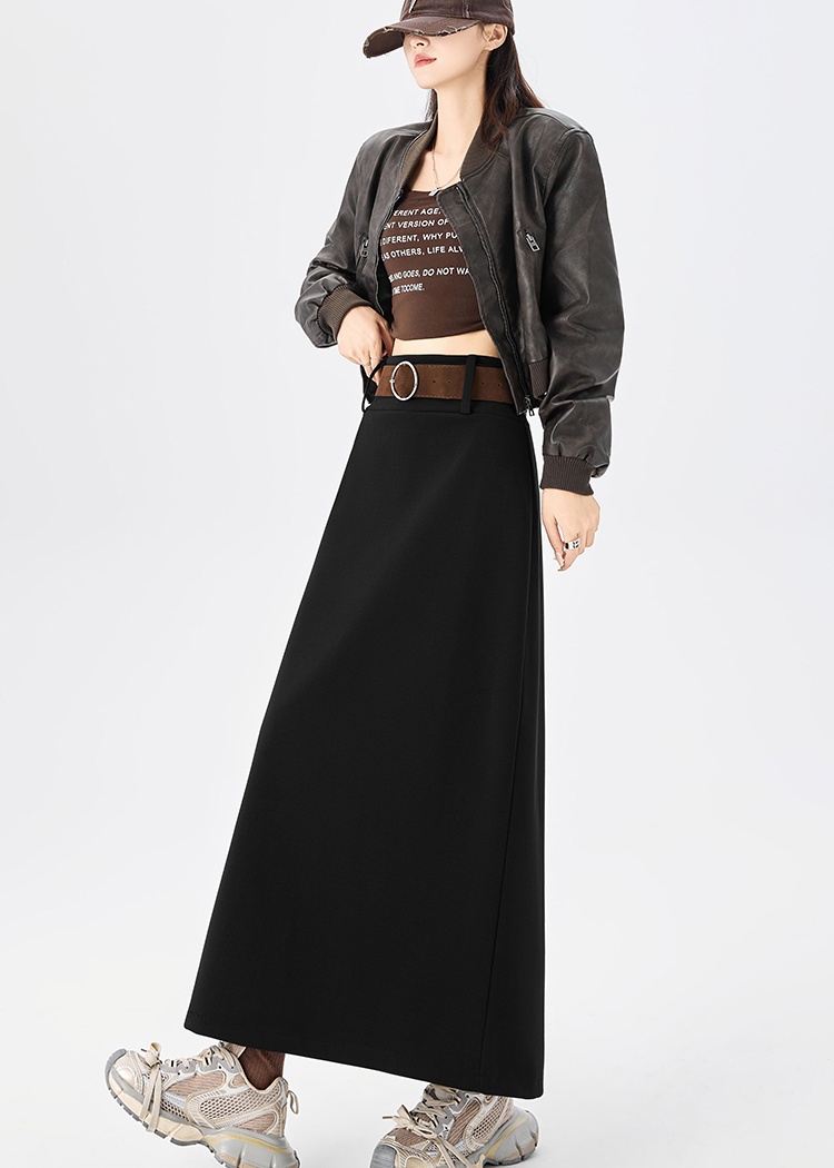 Retro A-line slim thick high waist skirt for women