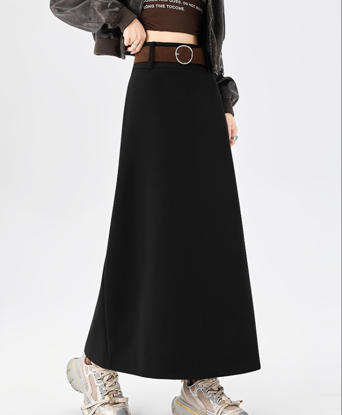 Retro A-line slim thick high waist skirt for women
