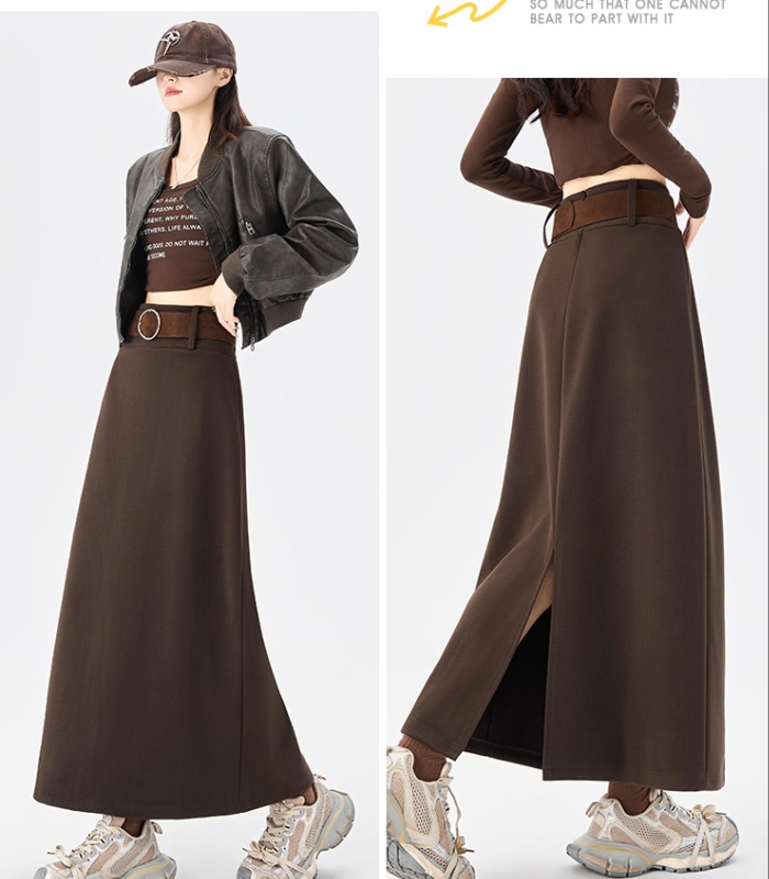 Retro A-line slim thick high waist skirt for women