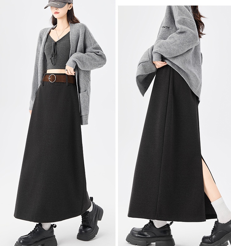 Retro A-line slim thick high waist skirt for women