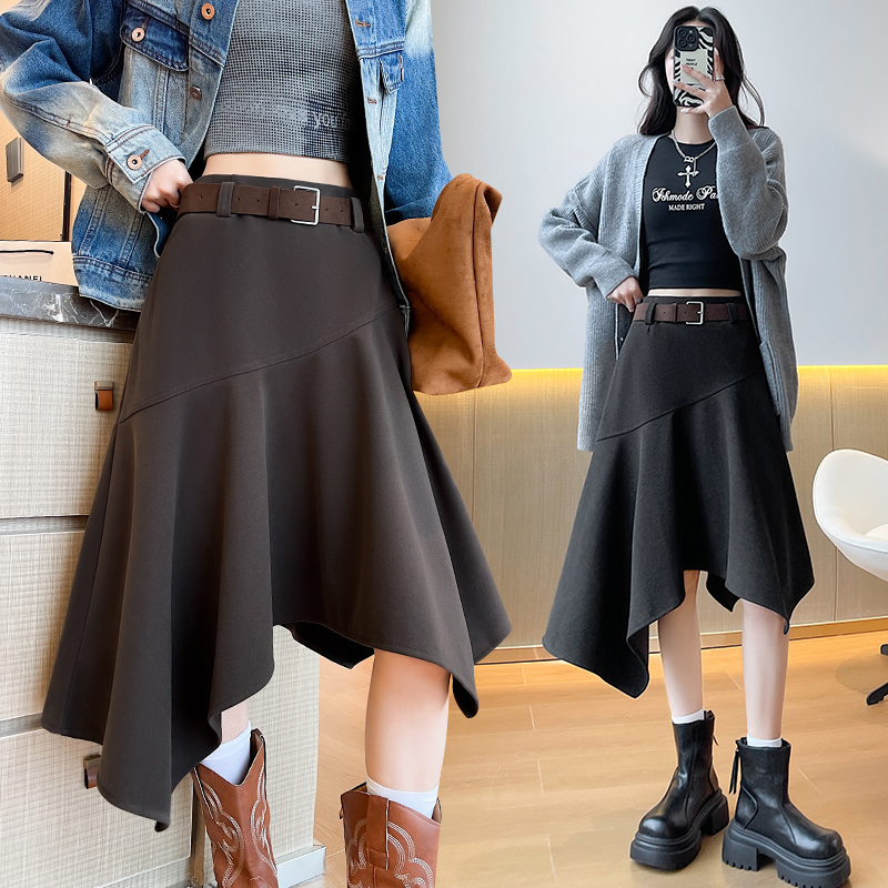 Autumn and winter long woolen thick skirt for women