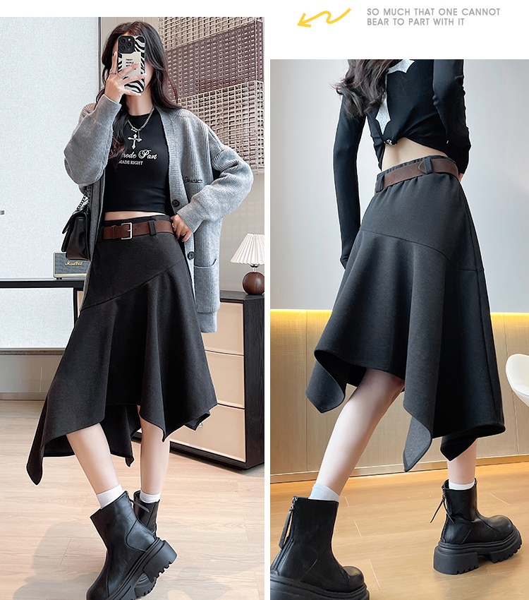 Autumn and winter long woolen thick skirt for women