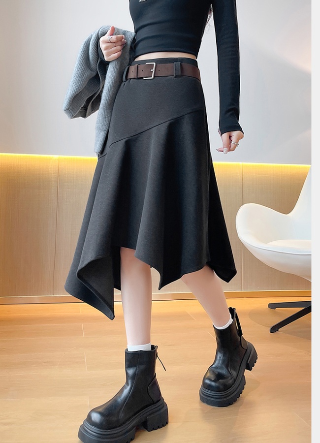 Autumn and winter long woolen thick skirt for women