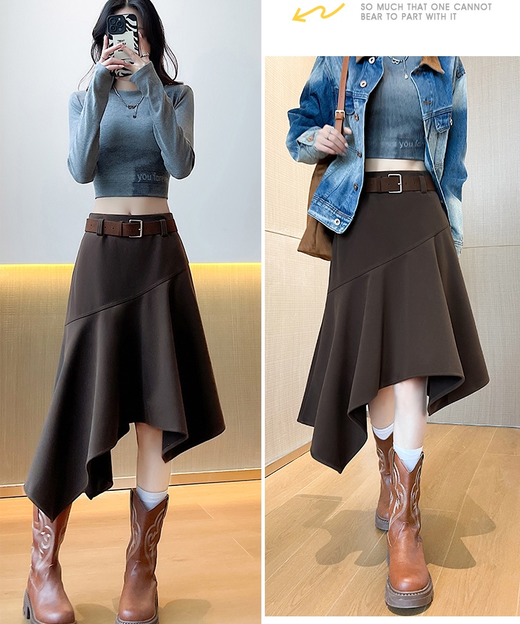 Autumn and winter long woolen thick skirt for women