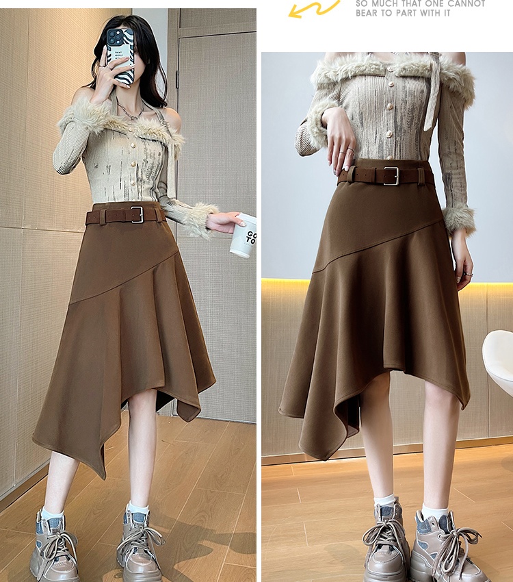 Autumn and winter long woolen thick skirt for women