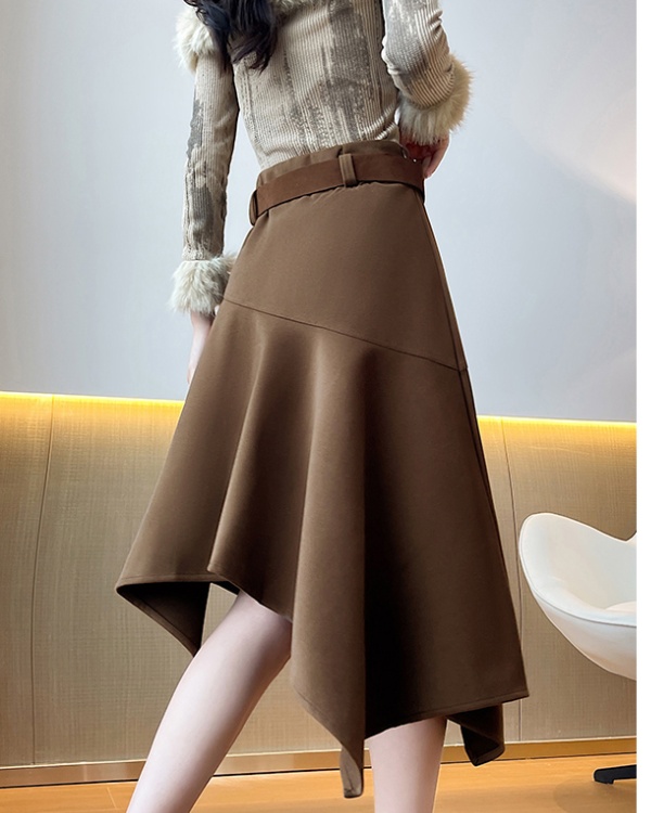 Autumn and winter long woolen thick skirt for women