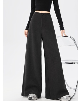 All-match drape thick long pants woolen Casual wide leg pants
