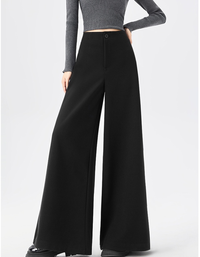 All-match drape thick long pants woolen Casual wide leg pants