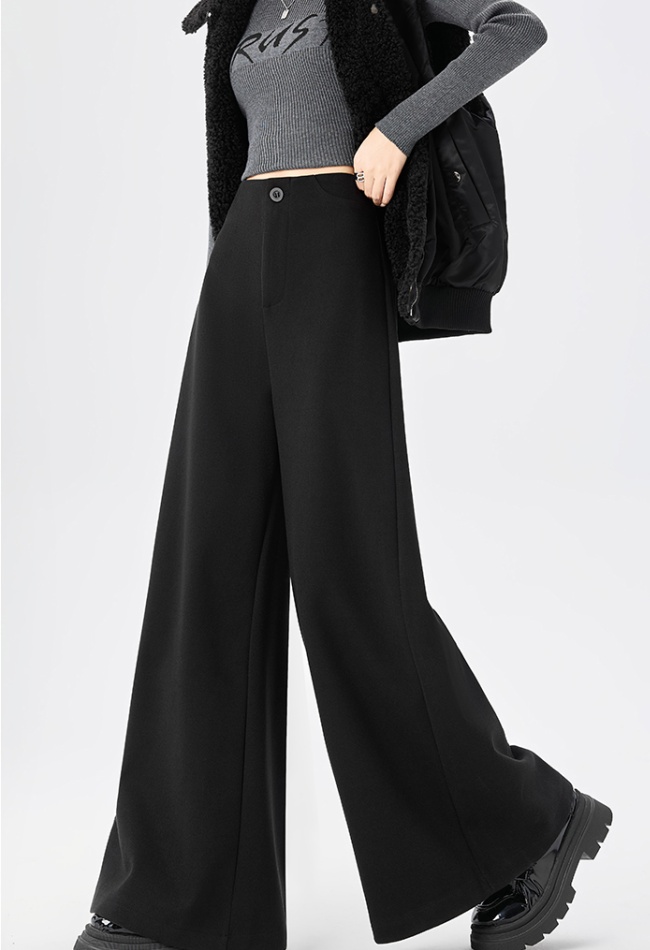 All-match drape thick long pants woolen Casual wide leg pants