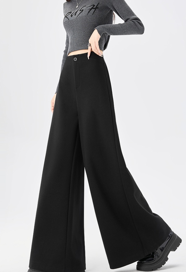 All-match drape thick long pants woolen Casual wide leg pants