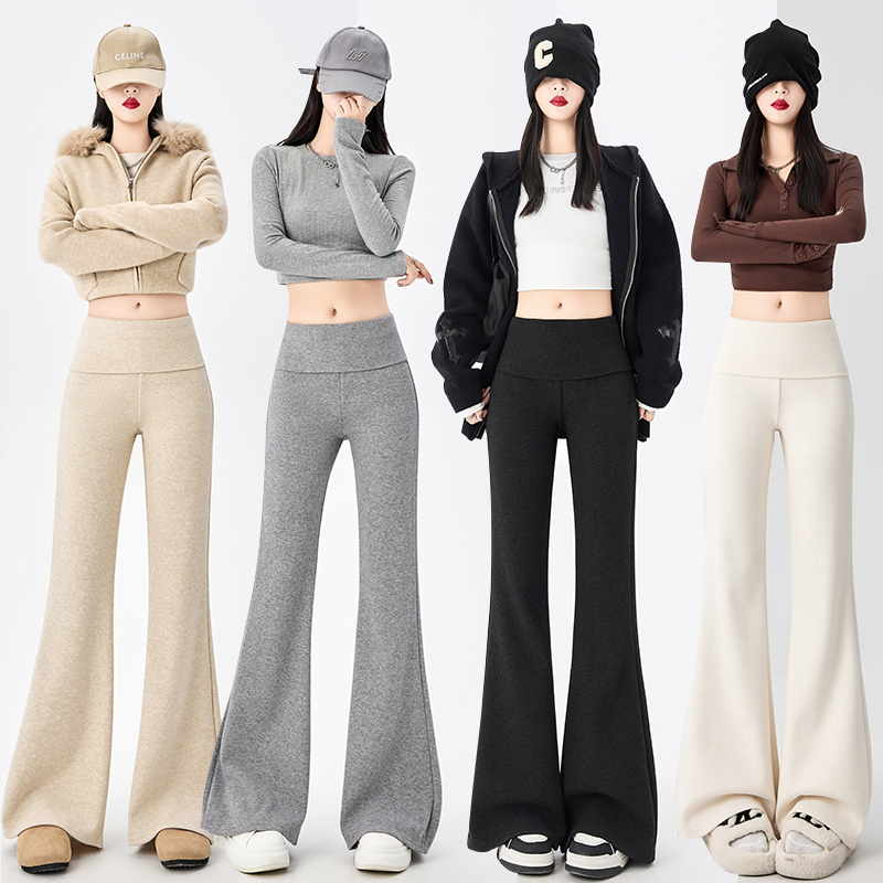 Casual micro speaker pants cashmere flare pants for women