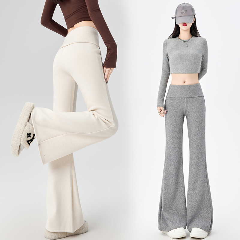 Casual micro speaker pants cashmere flare pants for women