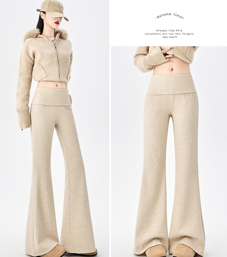 Casual micro speaker pants cashmere flare pants for women