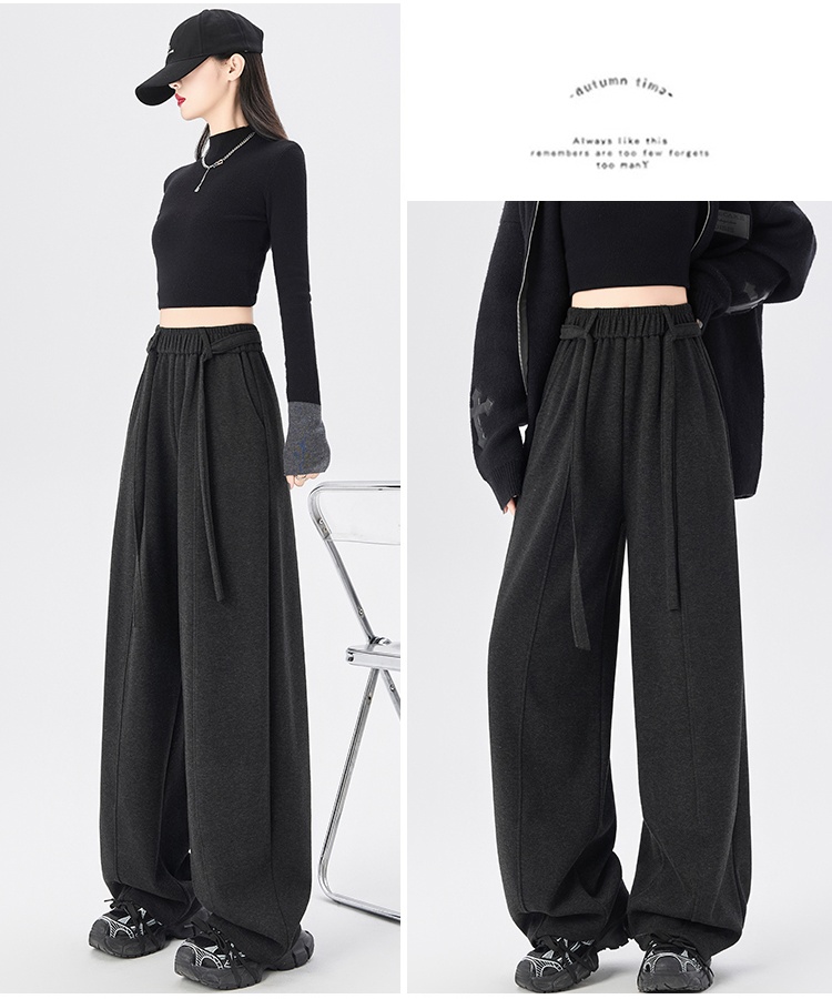 Drape cashmere wide leg pants Casual slim pants for women
