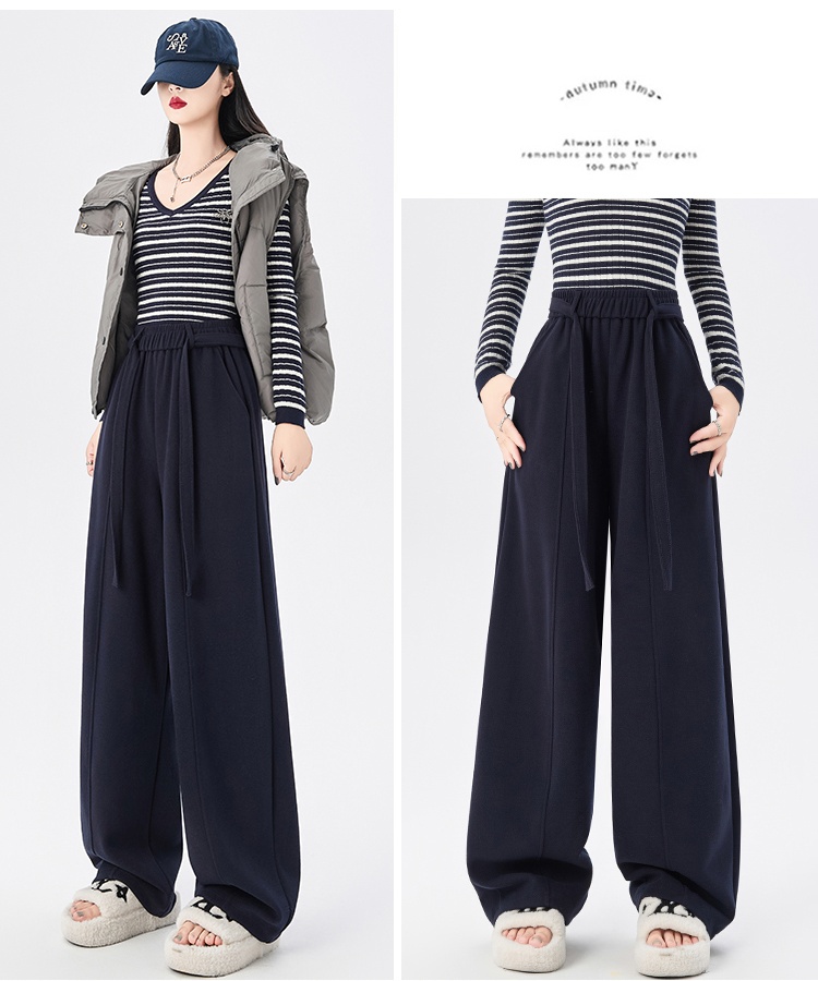 Drape cashmere wide leg pants Casual slim pants for women