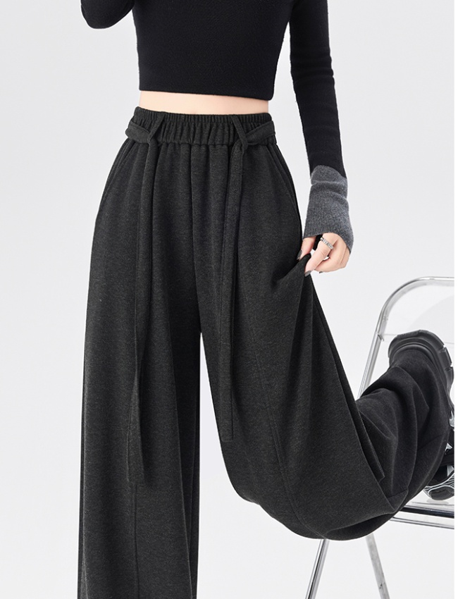 Drape cashmere wide leg pants Casual slim pants for women