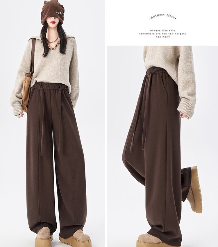 Drape cashmere wide leg pants Casual slim pants for women