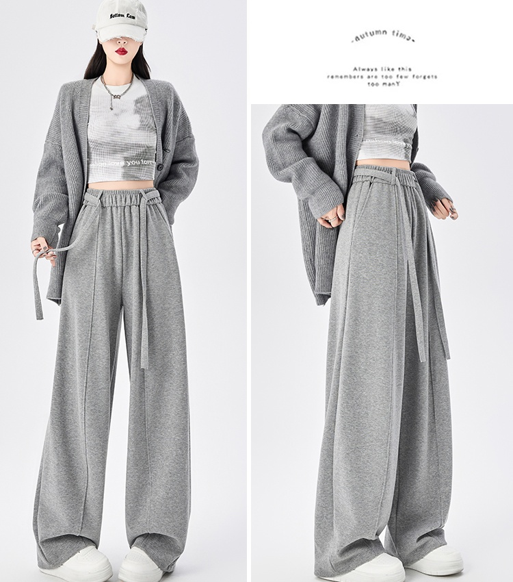 Drape cashmere wide leg pants Casual slim pants for women
