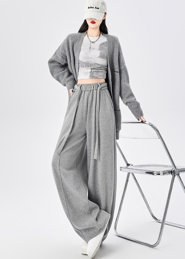 Drape cashmere wide leg pants Casual slim pants for women