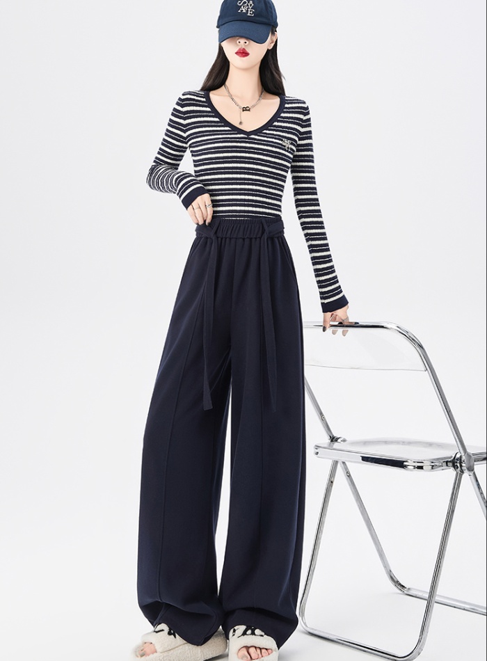 Drape cashmere wide leg pants Casual slim pants for women