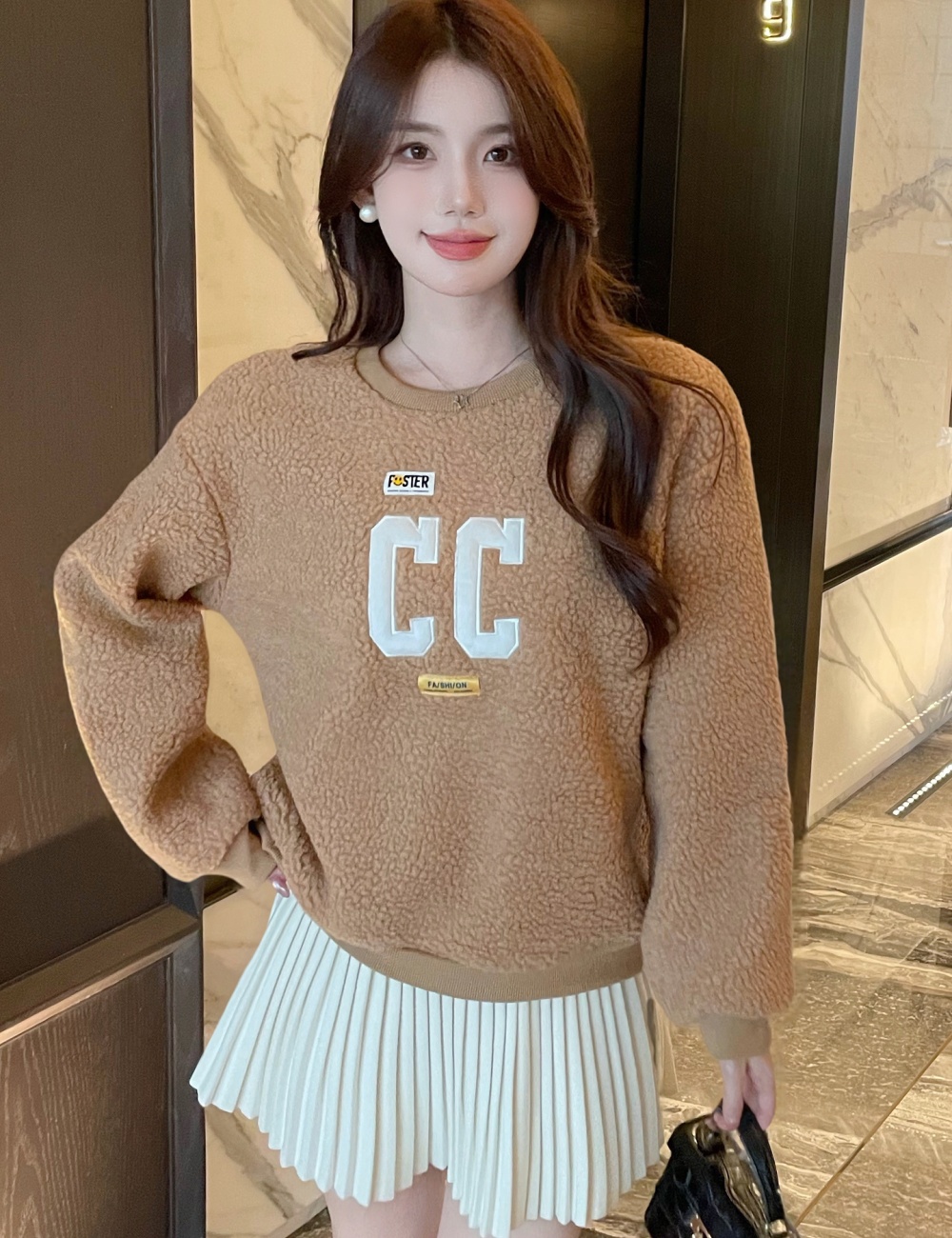 Plush hoodie large yard tops for women