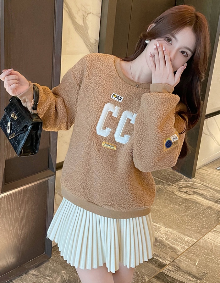 Plush hoodie large yard tops for women