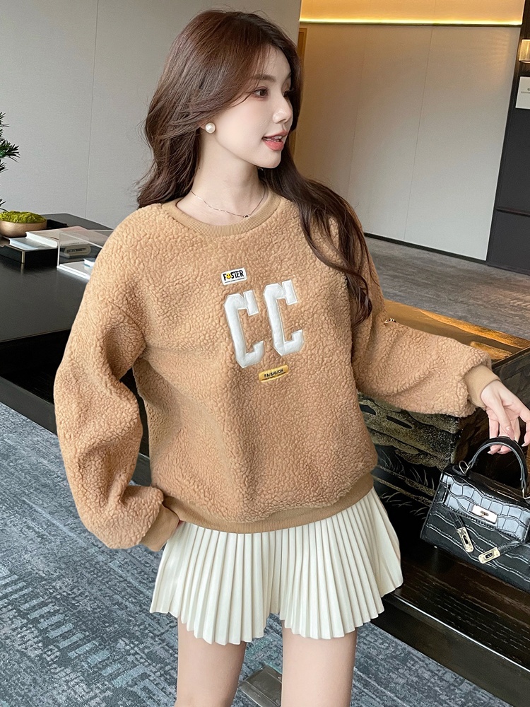 Plush hoodie large yard tops for women