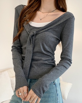 Pinched waist autumn shawl gray bottoming shirt