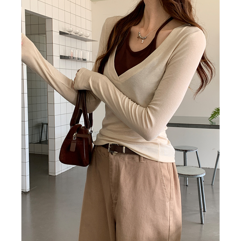 Korean style autumn slim bottoming shirt for women