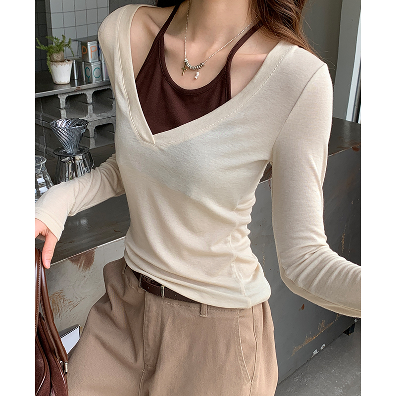Korean style autumn slim bottoming shirt for women